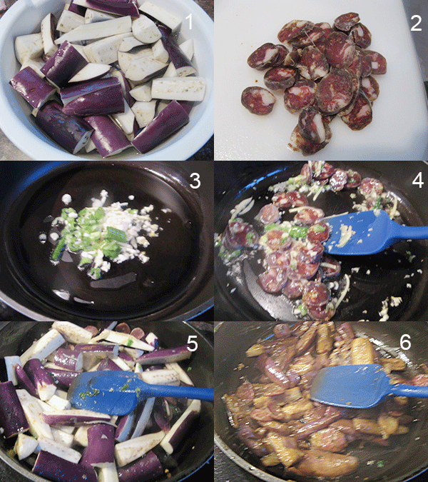 腊肠茄子1 【Stir Fried Eggplant with Chinese Sausage】