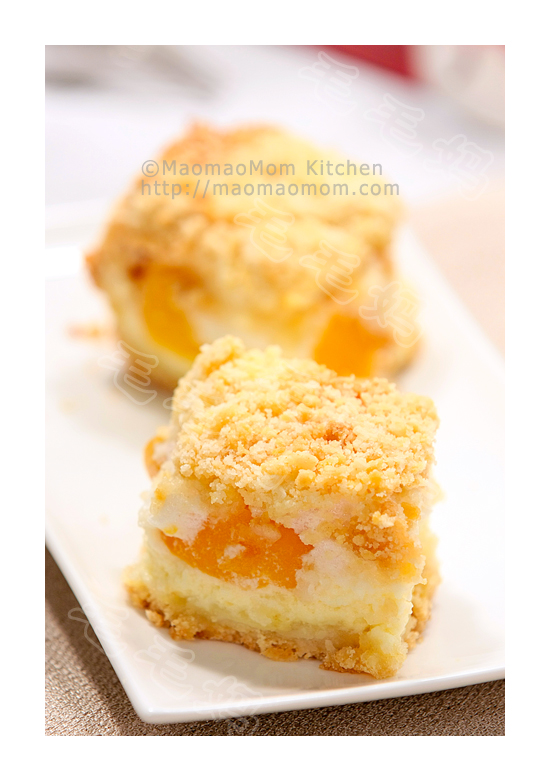 乳酪桃子酥糕Peach cream cheese meringue squares 