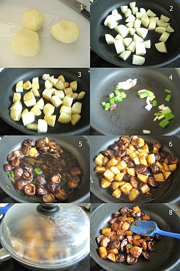  香菇烧土豆 Chinese mushrooms and potatoes in savory soy sauce