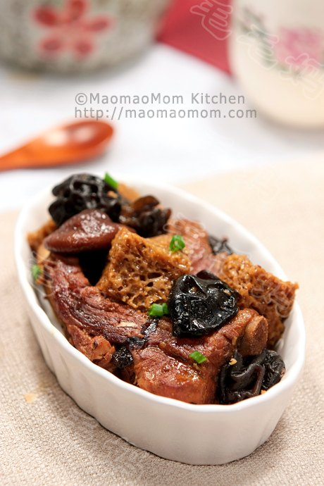  Braised ribs with Mushrooms and Steamed gluten 烤麸烧排骨