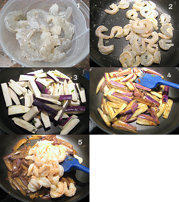  酱烧茄子虾Eggplant and shrimp Stir Fry in fermented soy bean sauce