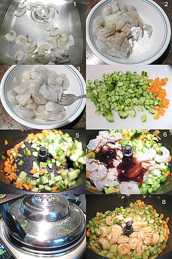  黄瓜丁炒虾仁Cucumber and shrimp stir fry