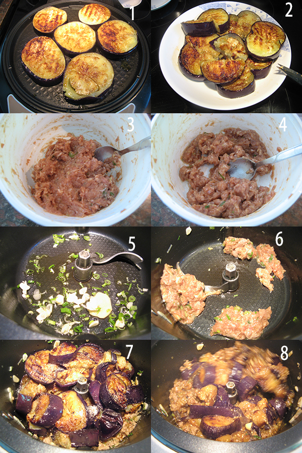  煎烧茄子Pan Fried eggplants in meat sauce