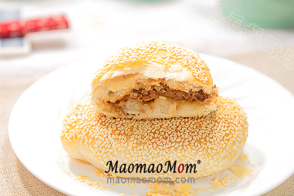 双葱猪肉烧饼final 双葱猪肉蟹壳黄Sesame flatbread with shallot pork filling