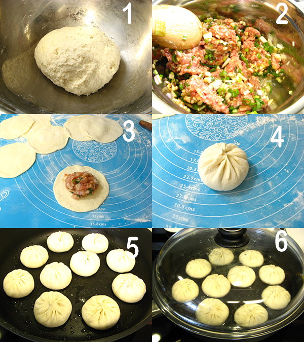 双葱肉煎包1 Pan fried buns with shallot green onion and meat filling
