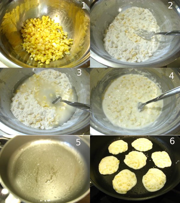 玉米糯米饼1 Fresh corn kernels and glutinous rice flour pancake